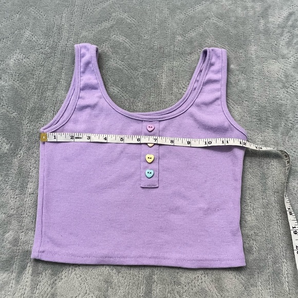 Heart Button Lavender Crop Top - Picture 5 of 8